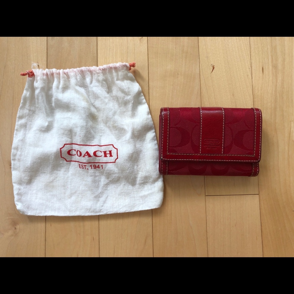 Coach Wallet Red Signature Authentic